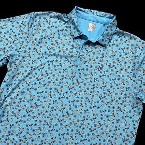 Callaway Golf Polo Shirt Mens Opti Dri XXL Margarita Blue Orange Slice Kitschy